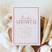 Elegant Licht Roze Wit Gingham Meisje Baby shower Kaart