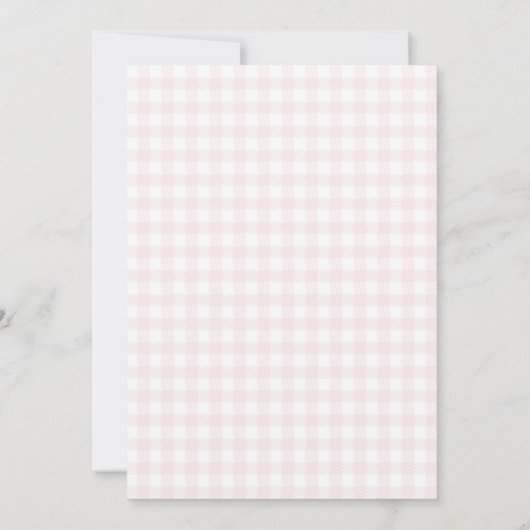 Elegant Licht Roze Wit Gingham Meisje Baby shower Kaart (Achterkant)