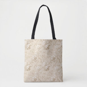 Elegant Licht Sepia Vintage Bloem Motief Tote Bag