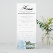 Elegant licht stoffig blauw gespiegeld Roos bruilo Menu (Staand voorkant)
