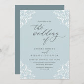 Elegant Licht Turkoois Aqua Mint Trouw Kaart (Voorkant / Achterkant)