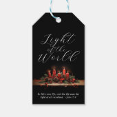 Elegant licht van de wereld Bijbel vers Kerstmis Cadeaulabel (Voorkant)