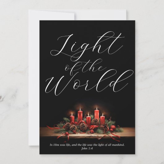Elegant licht van de wereld Bijbel vers Kerstmis Feestdagenkaart (Voorkant)