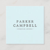 Elegant lichtaqua blauw, stijlvol minimalistisch vierkante visitekaartje (Voorkant)