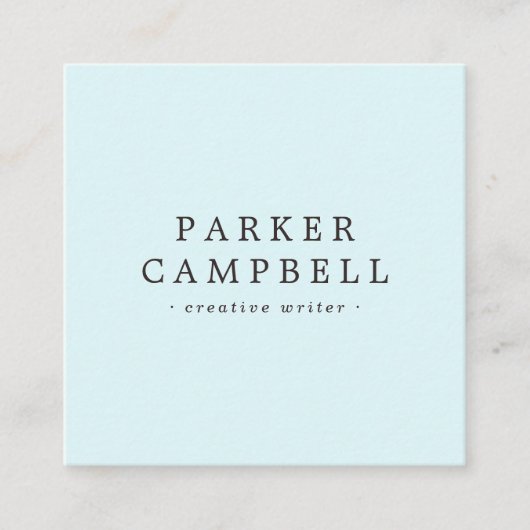 Elegant lichtaqua blauw, stijlvol minimalistisch vierkante visitekaartje (Voorkant)