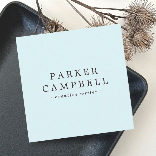 Elegant lichtaqua blauw, stijlvol minimalistisch vierkante visitekaartje