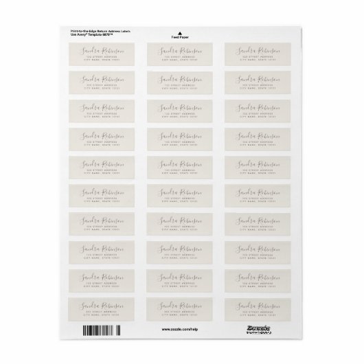 Elegant lichtbeige bruine plaatlabels etiket (Full Sheet)