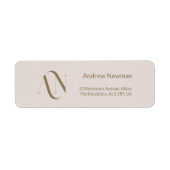 Elegant lichtbeige en goud monogram etiket (Voorkant)