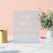 Elegant lichtblauw acryl bruiloft menu teken bord (Huwelijk)