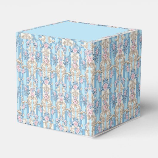 Elegant lichtblauw barok patroon bedankdoosjes (Achterkant)