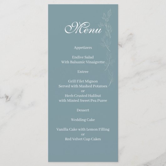Elegant lichtblauw blad Menu (Voorkant)