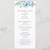 Elegant lichtblauw bloemenbruiloft programma programmakaart (Voorkant)