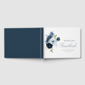 Elegant lichtblauw bloemenmarine bruiloft gastenbo gastenboek (Volledig)
