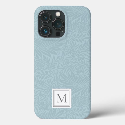 Elegant lichtblauw bloemmotief botanisch monogram Case-Mate iPhone case (Achterkant)