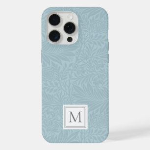 Elegant Lichtblauw Bloemmotief Botanisch Monogram iPhone 15 Pro Max Case