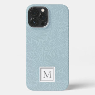Elegant Lichtblauw Bloemmotief Botanisch Monogram iPhone 13 Pro Max Hoesje