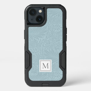 Elegant Lichtblauw Bloemmotief Botanische Monogram