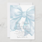 Elegant lichtblauw boeg Baby shower Kaart (Voorkant)