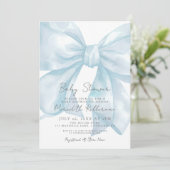 Elegant lichtblauw boeg Baby shower Kaart (Staand voorkant)