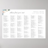 Elegant Lichtblauw Botanisch Bruiloft Zitschema Poster (Voorkant)