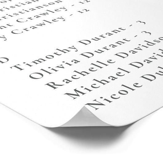 Elegant lichtblauw botanisch zitplan voor de bruil poster (Hoek)