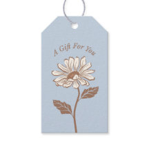 Elegant Lichtblauw Daisy Gift Label