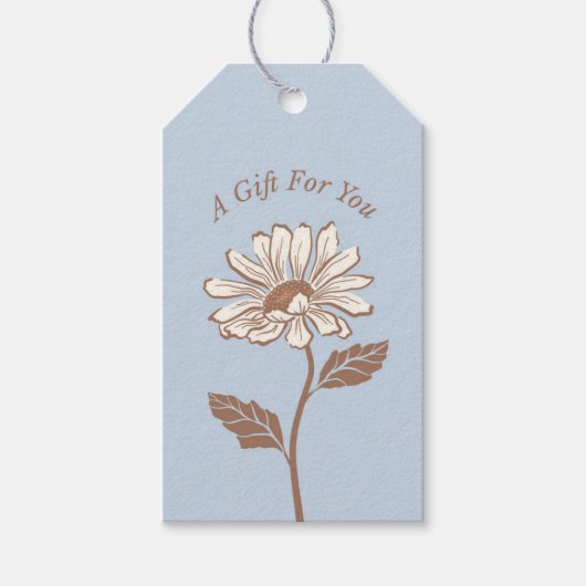 Elegant Lichtblauw Daisy Gift Label Cadeaulabel (Voorkant)