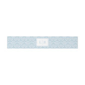Elegant Lichtblauw Damast Monogram Uitnodigingen Wikkel (Vlak)