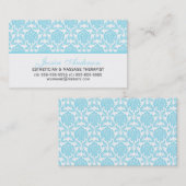 Elegant lichtblauw damast patroon visitekaartje (Voorkant / Achterkant)