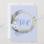 Elegant, lichtblauw en marine, maan Handfasting Kaart (Achterkant)