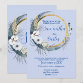 Elegant, lichtblauw en marine, maan Handfasting Kaart (Voorkant / Achterkant)