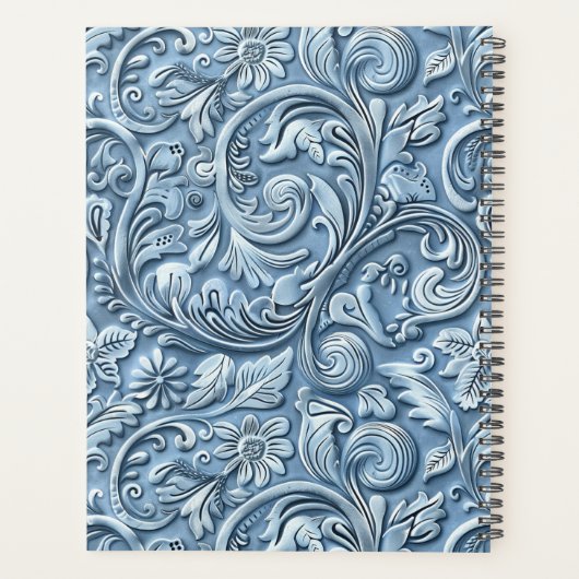 Elegant lichtblauw getint leer planner (Achterkant)