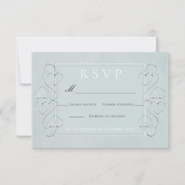 Elegant Lichtblauw Huwelijks RSVP Menu Keuzes Kaart