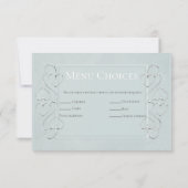 Elegant Lichtblauw Huwelijks RSVP Menu Keuzes Kaart (Achterkant)