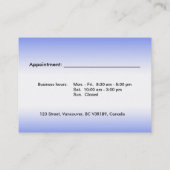 Elegant lichtblauw informatieve profielkaart afsprakenkaartje (Achterkant)