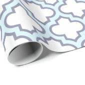 Elegant lichtblauw Marokkaans vierlobbig patroon Cadeaupapier (Rol Hoek)