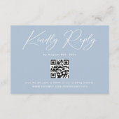 Elegant Lichtblauw QR Code Bruiloft RSVP Informatiekaartje (Voorkant)