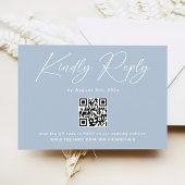 Elegant Lichtblauw QR Code Bruiloft RSVP Informatiekaartje