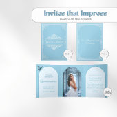 Elegant lichtblauw Quinceañera - Fotoprogramma Drieluik Uitnodiging