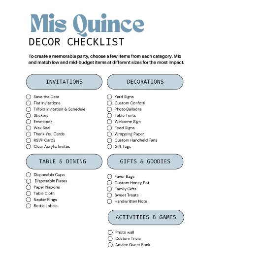 Elegant lichtblauw Quinceañera - Fotoprogramma Drieluik Uitnodiging