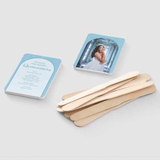 Elegant lichtblauw Quinceañera - Fotoprogramma Handwaaier (Niet-gemonteerd)