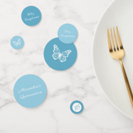 Elegant lichtblauw Quinceañera - Vlinder Confetti