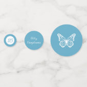 Elegant lichtblauw Quinceañera - Vlinder Confetti (Voorkanten)