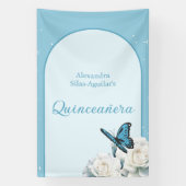 Elegant lichtblauw Quinceañera - welkomstborden Spandoek (Verticaal)