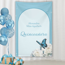 Elegant lichtblauw Quinceañera - welkomstborden Spandoek