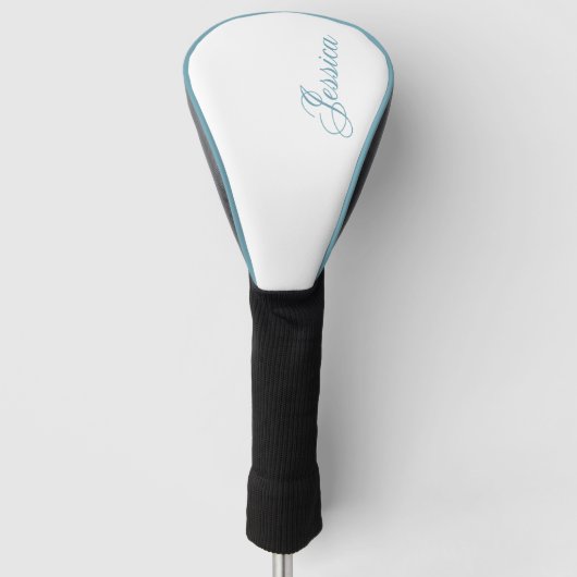 Elegant lichtblauw schrifttype golfheadcover (Voorkant)