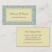 Elegant lichtblauw  textielpatroon visitekaartje (Voorkant / Achterkant)