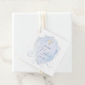 Elegant Lichtblauw Waterverf Crest doop Bedankjes Labels (In situ)