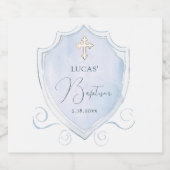 Elegant Lichtblauw Waterverf Crest doop Likeurfles Etiket (Enkel label)