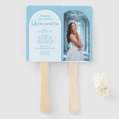 Elegant Lichtblauwe Quinceañera - Fotoprogramma Handwaaier (Voorkant en achterkant)